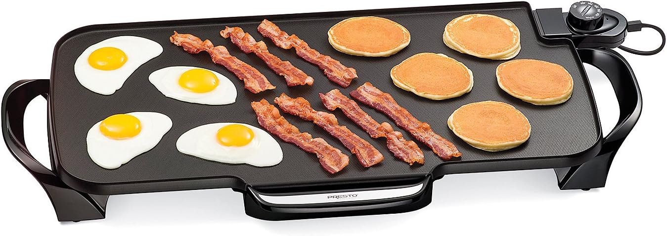 Presto 07061 22-Inch Electric Griddle with Removable Handles - Extra Large, Nonstick Ceramic, PFAS Free, Adjustable Temperature & Cool-Touch Handles